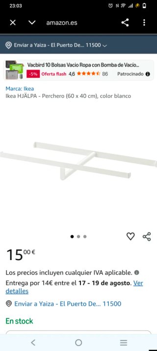Armario blanco de una puerta Ikea