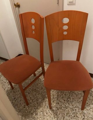 4 Sillas Comedor Color Teja/Salmón.