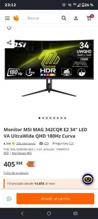 Monitor MSI Negro