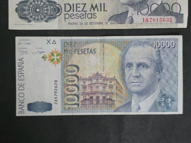 Billetes 10000 Pesetas España 1992 y 19885
