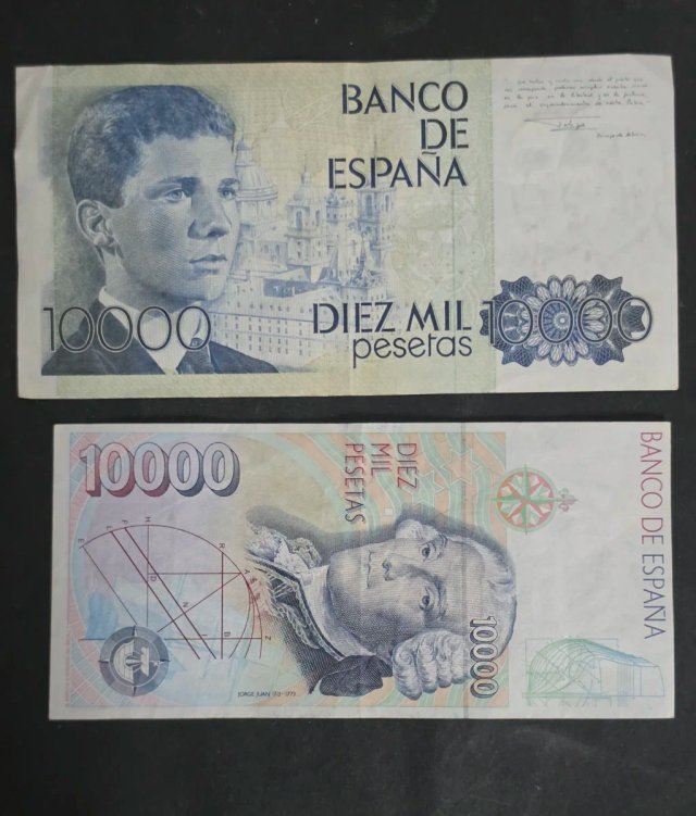 Billetes 10000 Pesetas España 1992 y 19885