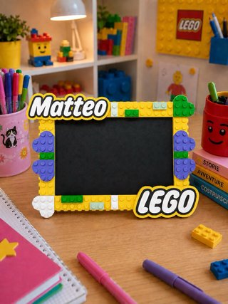 Cornice Portafoto Personalizzata Stile Lego