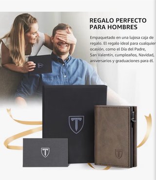 NUEVA Cartera Hombre Cuero RFID Bloqueo Magnético
