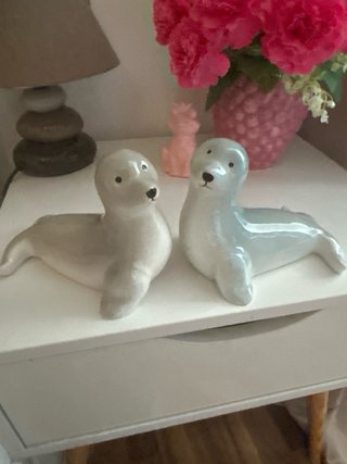 Coppia foche in ceramica