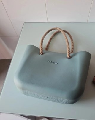 Bolso O bag verde agua con cuerdas
