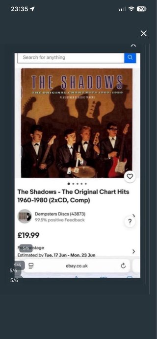 Doble CD The Shadows: Original Chart Hits