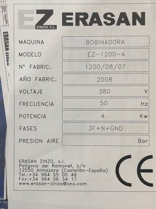 Bobinadora transformadores potencia Erasan Zinzo.
