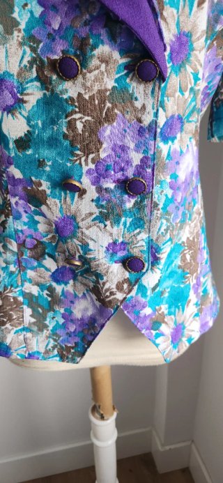 Blusa Vintage Floral Azul y Morado