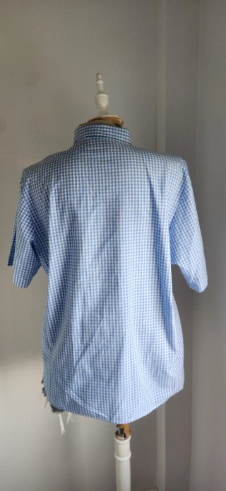 Blusa Vintage Cuadros Azul y Blanco