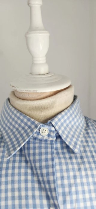 Blusa Vintage Cuadros Azul y Blanco