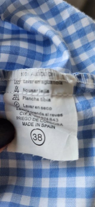 Blusa Vintage Cuadros Azul y Blanco