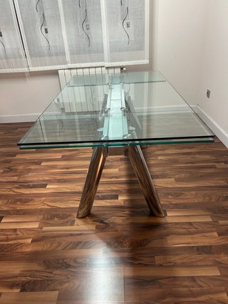 Mesa de comedor Extensible de cristal y metal