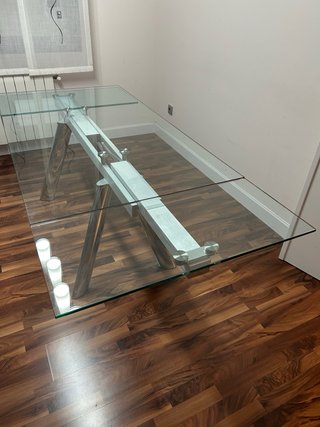 Mesa de comedor Extensible de cristal y metal