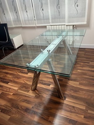 Mesa de comedor Extensible de cristal y metal