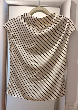 Blusa marinera rayas crema y negro corta