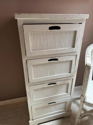 Espejo recibidor mimbre y madera