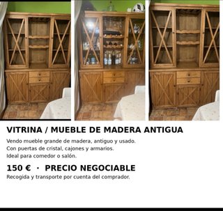 Vitrina / Mueble Madera Antigua