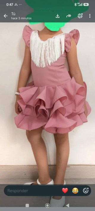 Vestido feria Flamenca Niña Rosa Talla 4