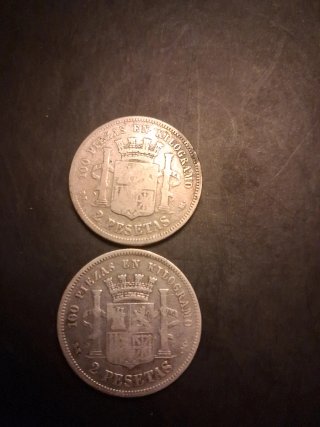 Lote 2 Pesetas Plata 1870