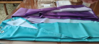 2 Cortinas de Ducha Turquesa y Morado.