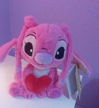 Peluche Ángel Lilo y Stitch Corazón Rosa