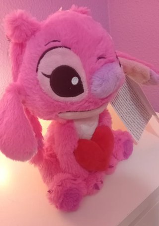 Peluche Ángel Lilo y Stitch Corazón Rosa