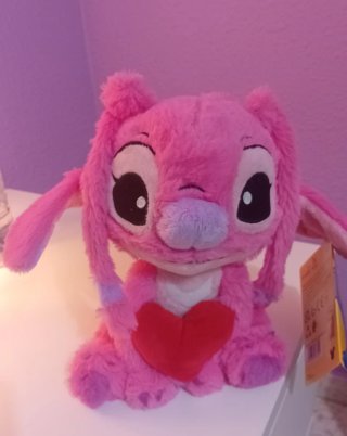 Peluche Ángel Lilo y Stitch Corazón Rosa