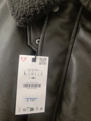 Cazadora Bomber Zara Cuello Borrego Negra Talla L