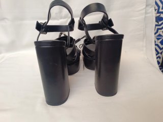 Sandalias Zara Tacón Plataforma Negro