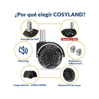 COSYLAND ruedas silla oficina silenciosas [5YCP]
