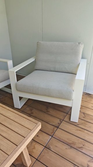 Conjunto 3 Muebles Terraza Gris y Blanco Aluminio