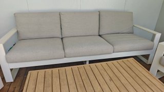 Conjunto 3 Muebles Terraza Gris y Blanco Aluminio