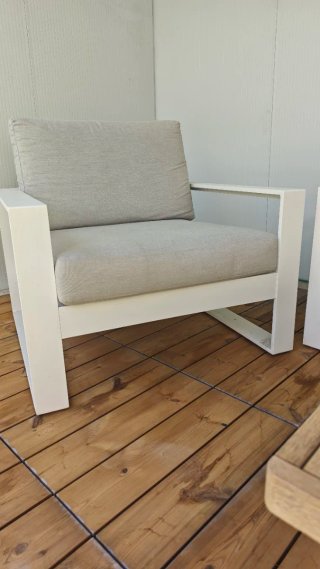 Conjunto 3 Muebles Terraza Gris y Blanco Aluminio