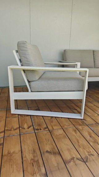 Conjunto 3 Muebles Terraza Gris y Blanco Aluminio