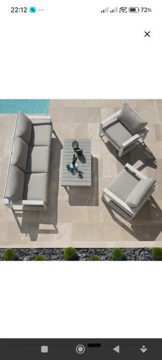 Conjunto 3 Muebles Terraza Gris y Blanco Aluminio