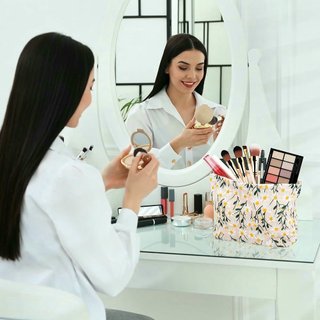 Neceser Maquillaje Portátil 2 Piezas Beige Floral