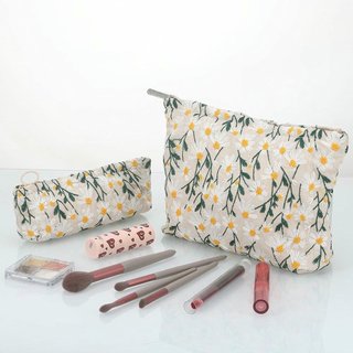 Neceser Maquillaje Portátil 2 Piezas Beige Floral