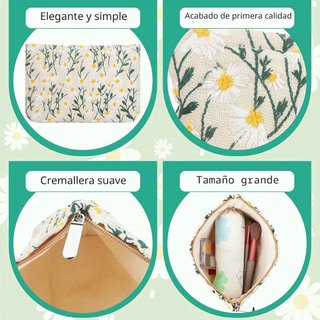Neceser Maquillaje Portátil 2 Piezas Beige Floral
