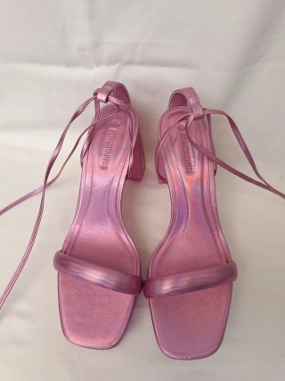 Sandalias Plataforma Stradivarius Rosa Metalizadas