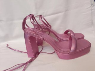 Sandalias Plataforma Stradivarius Rosa Metalizadas