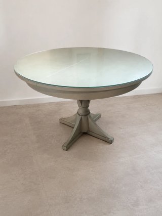 Mesa redonda extensible cristal y madera