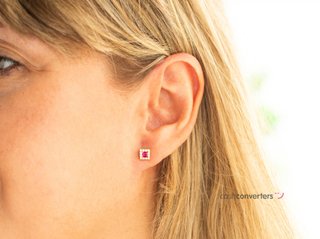 pendientes oro 18k con piedra con circonita