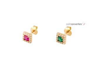 pendientes oro 18k con piedra con circonita