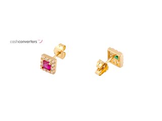 pendientes oro 18k con piedra con circonita