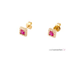 pendientes oro 18k con piedra con circonita
