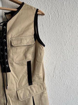 Dolce & Gabbana Vestito Smanicato Beige Nero