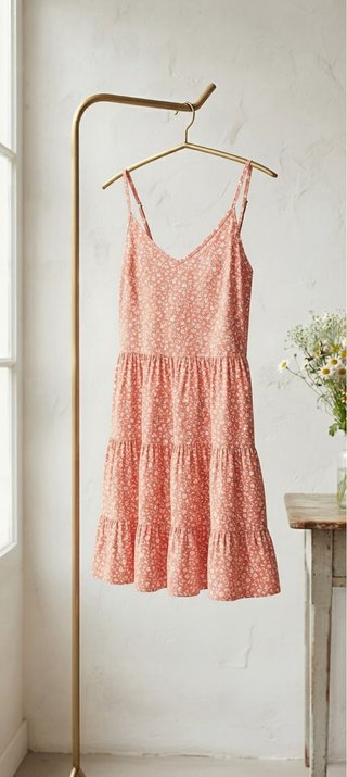 Vestido boho coral flores volantes Talla S