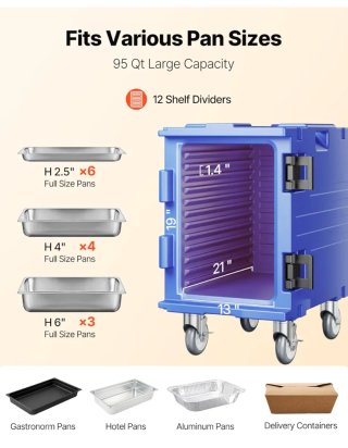 Contenedor isotérmico Vevor azul con ruedas, 90 l