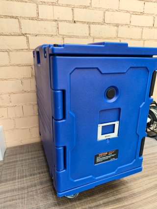 Contenedor isotérmico Vevor azul con ruedas, 90 l