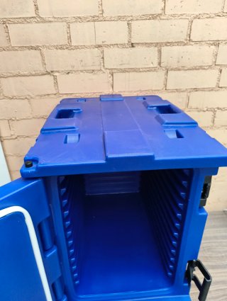 Contenedor isotérmico Vevor azul con ruedas, 90 l